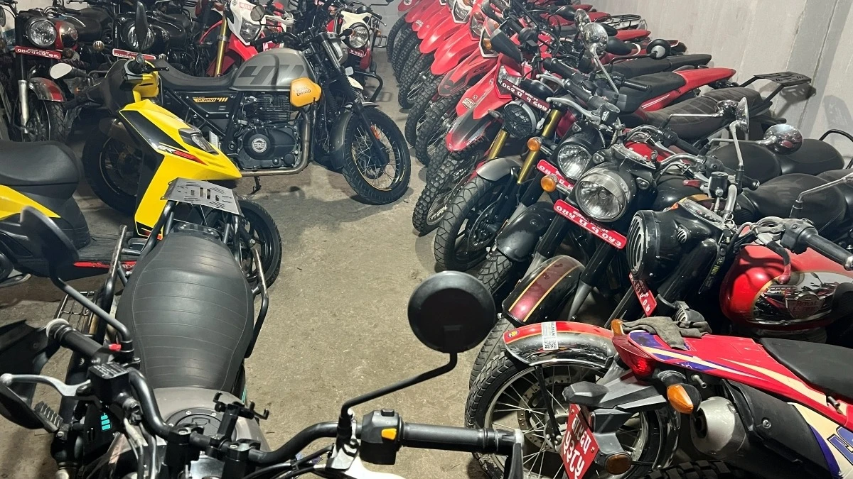 Motorcycles available for rental in Nepal, including Royal Enfield and off-road bikes