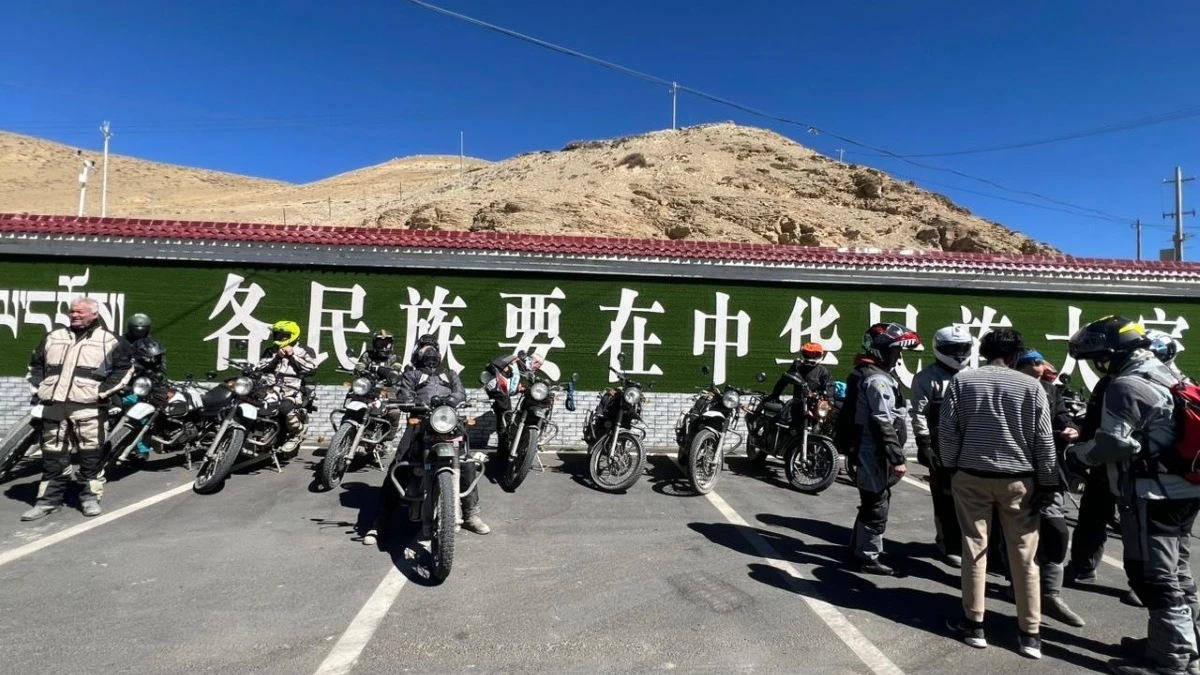 Motorbike Tour briefing in Tibet. Motorbike tour to Tibet from Nepal