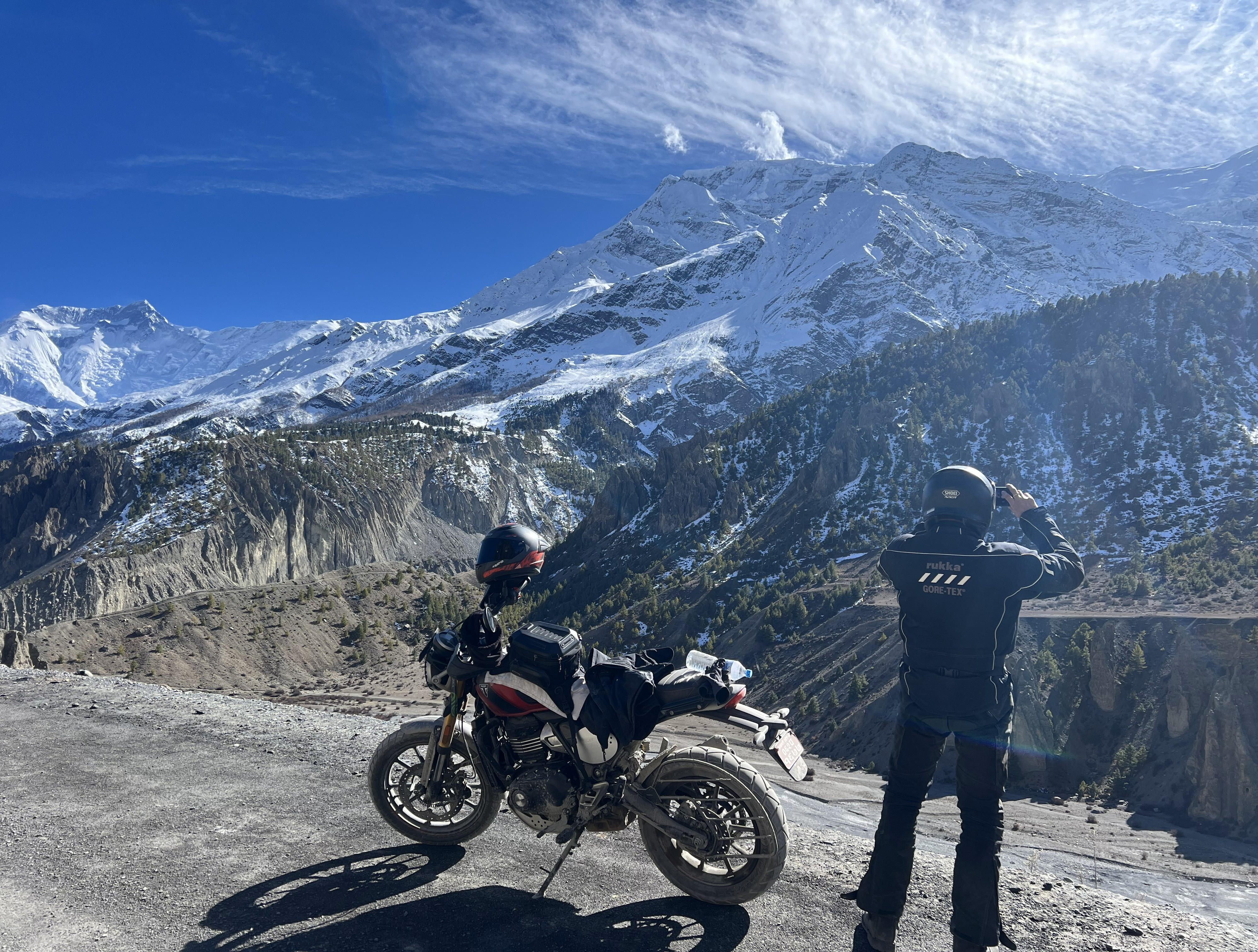 guest enjoying the amazing scene of manang's himalayas